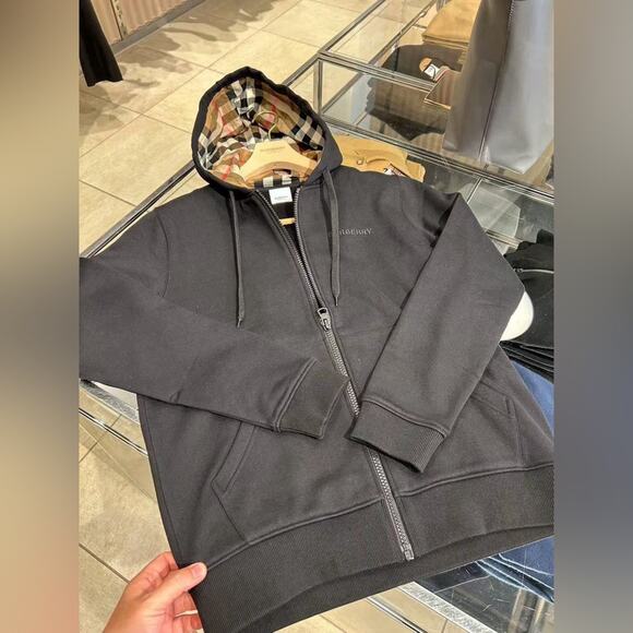 Burberry Black Men's Logo Hoodie Size L - Picture 5 of 6